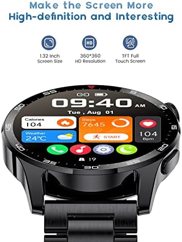 Lige Smart Watch for Men atear/fazer chamado, IP67 Rastreador de fitness à prova d'água Frequência cardíaca/monitor de sono,
