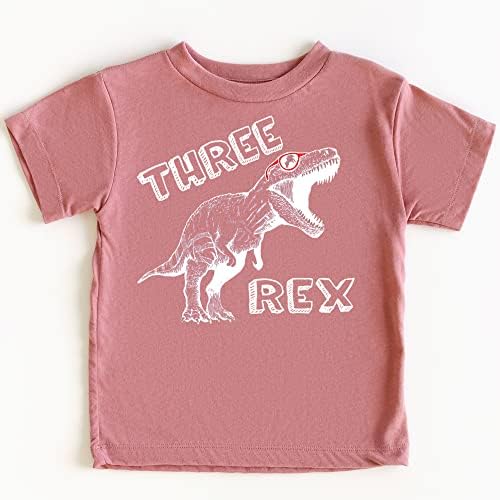 Olive ama a Apple Three Rex Dinosaur 3º aniversário camisetas para meninas e meninos Terceiro aniversário