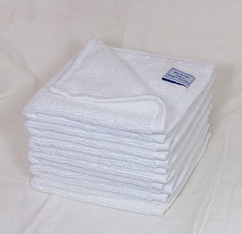 Pacific Linens Soft Taklaths para toalhas de ponta da mão na mão 12 pacote algodão branco 12x12 polegadas Para crianças lavando