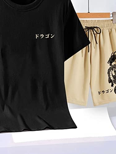 Gorglitter Men's Color Block Graphic Retes Shorts Defina shorts de pista de pista de tripulação de manga curta com bolsos