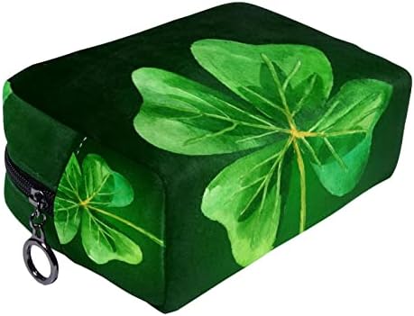 Bolsa de maquiagem tbouobt bolsa de bolsa cosmética da bolsa com zíper, trevo verde St. Patrick's Day