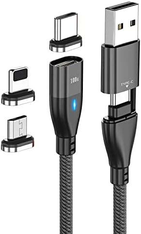 Cabo de ondas de caixa compatível com Dell XPS 15 - Cabo All Charcre de Magnetosnap PD, Magnet PD 100W Cabo de carregamento USB Micro USB para Dell XPS 15 - Jet Black