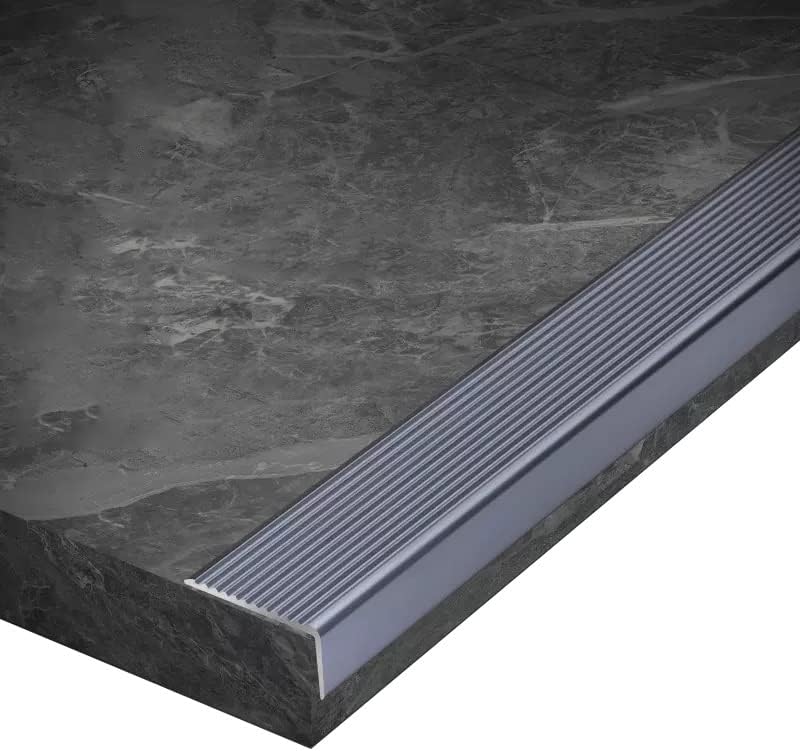 Tiras de acabamento de borda de escada cinza oitto, faixa de transição em forma de L em forma de L para piso de madeira