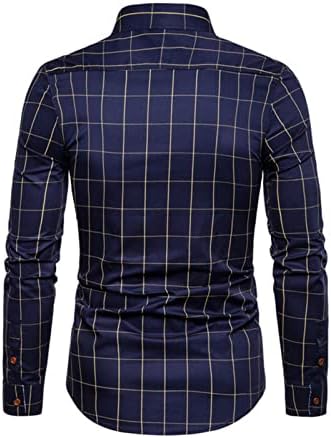 Camisa de botão xadrez masculino camisa casual de flanela de algodão de algodão