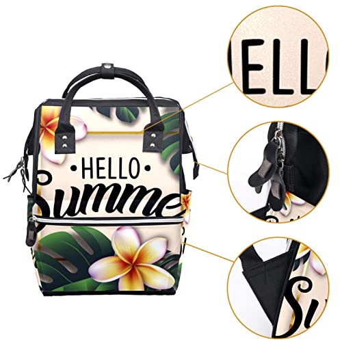 Olá, verão, folhas exóticas Frangipani Flor Flor Tote Bags Backpack Mummy Backpat