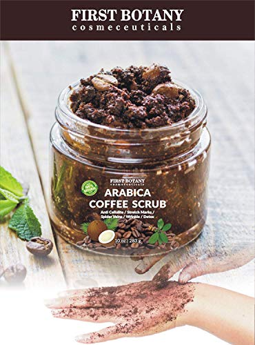 Scrub de café arábica natural 10 onças e arbustos de tea e esfoliação corporal e esfoliação de pé 10 oz