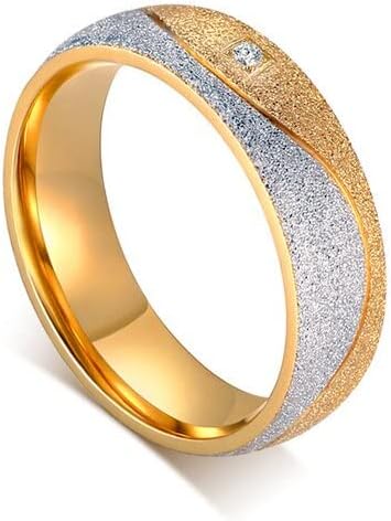 Anel de noivado de casal T3Store para homens homens areia explodida em cores de casamento de cor dourado jóias personalizadas - 1 peça para mulheres - 9