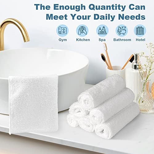 Homexcel Microfiber pacote de toalhas de toalhas de 24.12 x12 toalhas de rosto altamente absorventes e macias lavam panos para banheiro, academia, hotel e spa, pano de limpeza multiuso de secagem rápida, branco, branco