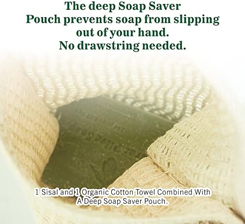 Sabão de sabonete de dupla face esfoliando pano de lavagem - algodão sisal e orgânico - Esfreador de toalhas de