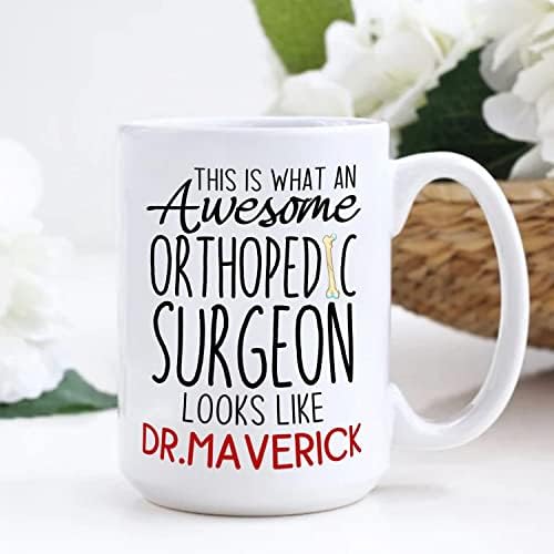 Cirurgião ortopédico personalizado Copo de caneca de café branco 11 onças 15 oz, é isso que um incrível cirurgião ortopédico parece