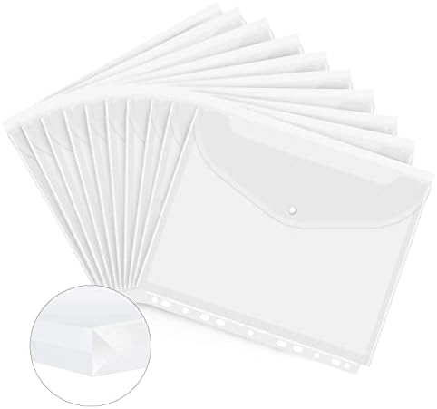 10 bolso de fichário expansível de 10 pacote, organizador do fichário, 11 orifícios envelope de fichário poli transparente