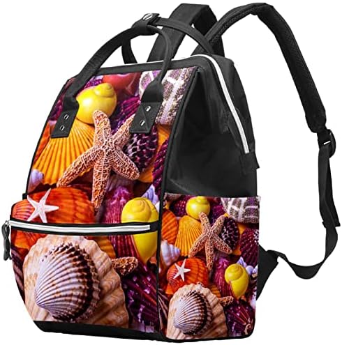 Mochila de viagem Guerotkr, bolsas de fraldas, bolsa de fraldas da mochila, conchas de estrela do mar de casca de marinheiro