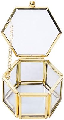 Caixa de jóias QTT Caixas de jóias de vidro hexagon