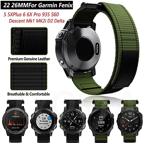 EGSDSE 22 26mm Fashion Style Strap for Forerunner 935 Quatix5 S60 RELOCAR NYLON BAND