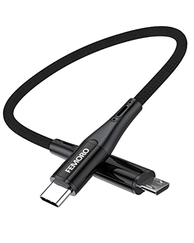 Femoro USB C a Micro USB Cabo, 1 pés micro USB para USB C Cabo 480Mbps OTG trançado Tipo curto C para Micro USB Cable Compatível para MacBook Pro galaxy S22 S21 S10 Pixel 5 4 3 2 Kindle LG HTC