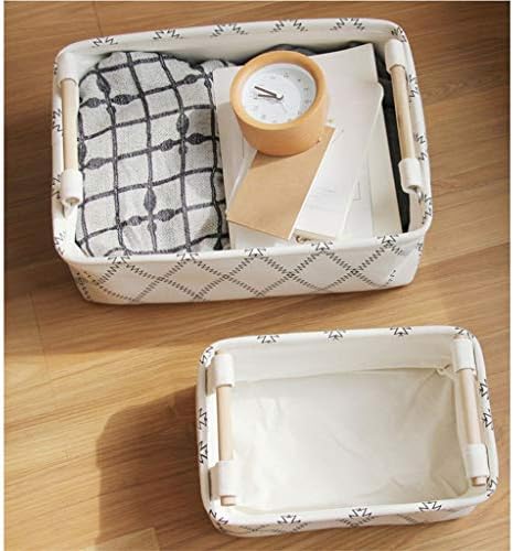 SFYSP Casca de lavanderia de caixa de armazenamento de tecido retangular com alças de madeira para cestas de presente para