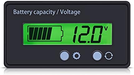 Monitor universal de bateria, medidor de tensão da capacidade de bateria à prova d'água, tela de LCD com retroiluminação verde iluminada