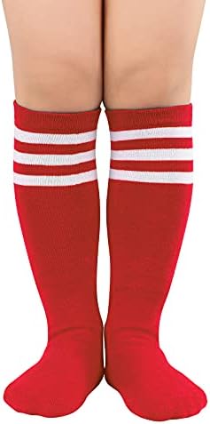 American Trends Kids Soccer Socks Criano Knee Knee High Tube Meias para meninos Escola de meninos Listrados Long Sports Athletic Meias