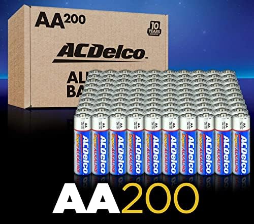 PowerMax Acdelco AA e AAA 200 Baterias Super Alcalinas, 100 contagens cada e 00 baterias AA, bateria super alcalina, prateleira
