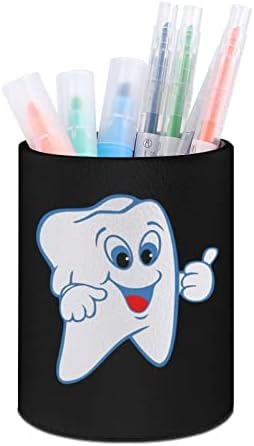 Dentista de dente PU Couro portadores de lápis redondos de copo de copo de recipiente organizador de mesa para escritório em casa
