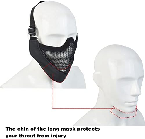 Airsoft Mask Balaclava Máscara Face Máscara AirSoft Proteção Conjunto de máscara de malha de face com proteção do pescoço e óculos