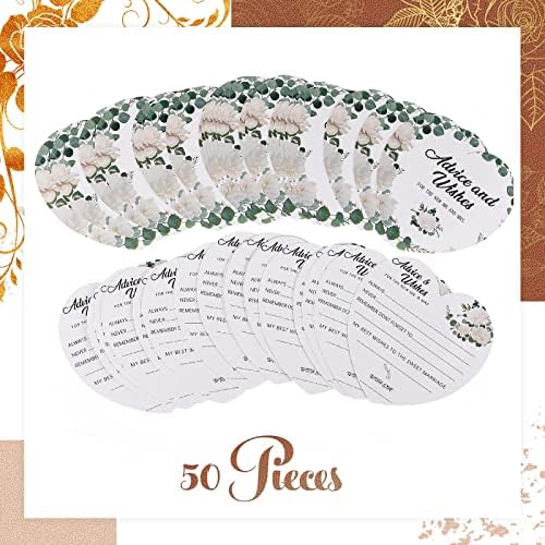 Cartão de conselho de casamento de 50 PCs, conselhos de decorações de casamento em forma de coração e cartões de desejos para o chuveiro de noiva Favoriza cartões de conselho para casal, noiva e noivo