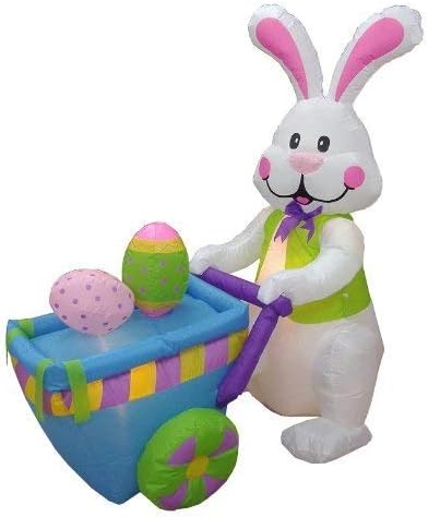 Dois pacote de decorações de festa da Páscoa, inclui coelhinho inflável de páscoa de 4 pés de altura com ovos e ovo de páscoa colorido