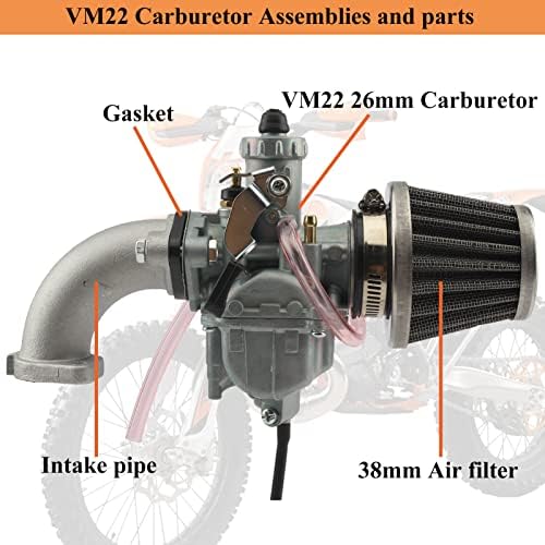 ABCERRSI Bike Carburador 125cc, VM22 Carb de 26 mm com tubo de entrada de filtro de ar para SSR 125 Bike de pit
