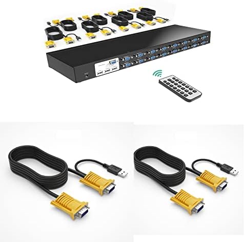 Mt-viki 16 porta vga kvm switch+ 2 pacotes de 10 pés 2 em 1 Cabo USB VGA KVM