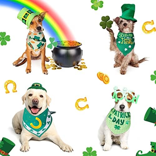 8 peças St. Patricks Day Bandana Holidays Sconhas Dog Shamrock Rainbow Pets Triângulo Bibs Lucky Charm Lavagem Lavagem