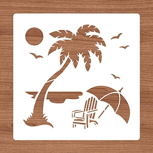 BENECREAT 12x12 polegadas de praia Camping pintando estênceis de coco