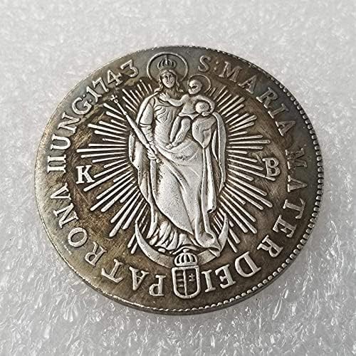 Artesanato antigo 1743 Prazado de prata austríaco é antigo 130coin Collection Coin comemorativa