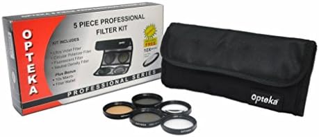 Opteka 28mm de alta definição II Profissional 5 peças O kit de filtro inclui lente macro UV, CPL, FL, ND4 e 10x