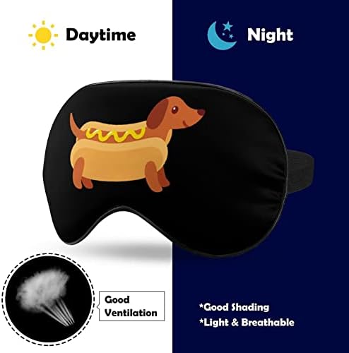 Dachshund em pão de cachorro -quente com máscara de olho de mostarda macia e engraçada tom de olho capa de olho de olho na máscara de dormir para viajar