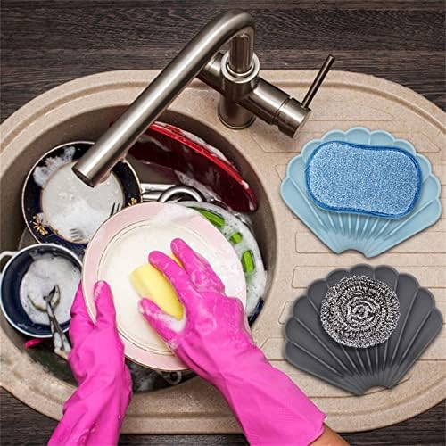 Bytelive 3-Pack Soap Dish Bandes de bandeja, suporte de esponja de silicone premium para o organizador do banheiro da pia da cozinha,