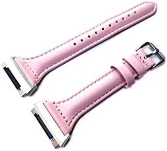 Banda colorida rosa compatível com Fitbit Ionic Smart Watch Slim elegante pulseira de couro macio com adaptadores de