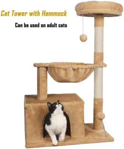 Torre de árvore de gatos de 38 para gatos internos Condomínio aconchegante de gato com postagem de arranhões e poleiro
