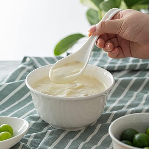 Colheres de sopa asiática dowan, colheres de sopa chinesa em cerâmica, colher japonesa branca para ramen pho wonton bolinho de