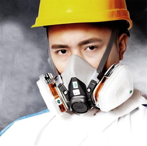 Conjunto de respirador de meia capa reutilizável - 17 em 1 Face 6200 Máscara de máscara a gás Pintura de soldagem Proteção do trabalho de madeira contra poeira, cinza, médio
