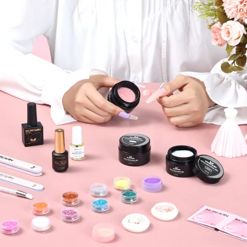 Kit de unhas de acrílico de Morovan com drill- Professional Nails Kit de acrílico com lâmpada UV tudo para iniciantes em pó acrílico com pós de brilho suprimentos de unhas acrílicas