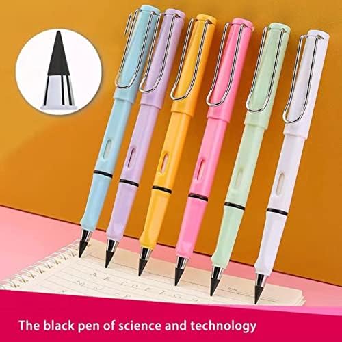 Lápis sem tinta 5pcs eternos, com lápis de lenço de grafite substituível, caneta sem tinta para lápis infinita, tecnologia