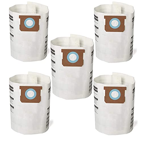 5 bolsas de filtro de coleta descartável de 5 pacotes compatíveis com o vácuo Shop-Vac 10-14 galões, tipo F + Tipo I,