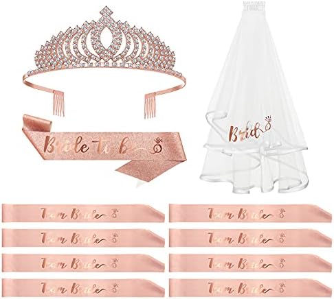 Kit de decorações de festa de despedida de solteira, suprimentos de presente de chuveiro de noiva, noiva de ouro rosa para ser sola