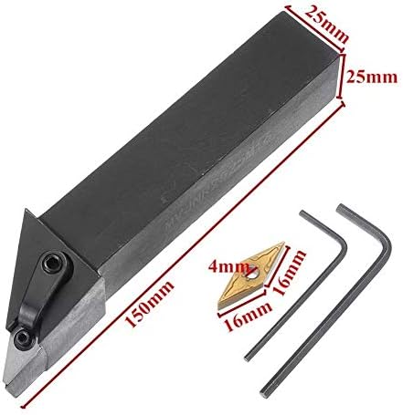 Zuqiee CNC torneira Ferramenta 25x150mm mvjnr2525m16 93 graus Torno de torneamento externo Turnom Tool Tool com VNMG1604 Ferramentas