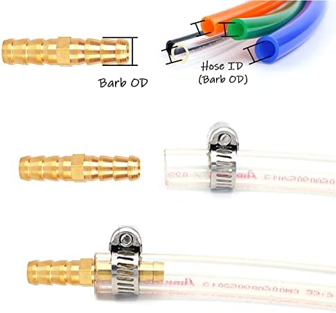 Uenede 8pcs latão 1/4 od barb splicer mender mangueira barb encaixe reto união de união de 2 vias