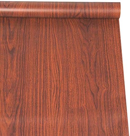 SimpleLife4U Rústico de papel de madeira de madeira marrom rústica Adesivo de gavetas de cômoda de prateleira autoadesiva