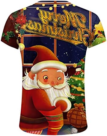 Camisa de natal novidade para homens manga curta boneca de neve redonda de pescoço de pescoço camisetas de treino de férias gráficas de férias de natal de natal