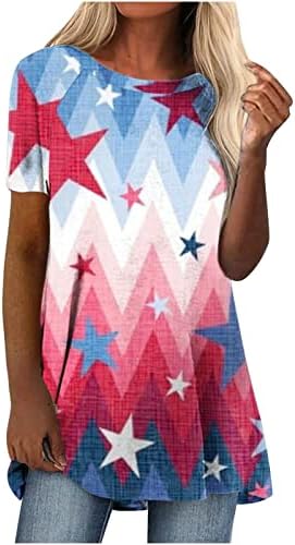 Roupas de blusa para meninas adolescentes Manga curta Crewneck Boat Neck Cotton Gráfico de estrela de algodão Tee para mulheres