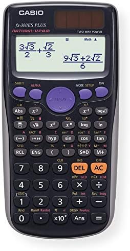 Casio FX-300es mais calculadora científica; SAT compatível; Exibição natural de livros didáticos; Funções de matemática, trigonometria, estatística, álgebra, geometria e física; Vem com estojo rígido deslizante; Preto