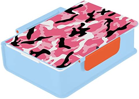 Aloza camuflete camuflagem rosa Bento lancheira BPA sem vazamento de recipientes de almoço à prova de vazamento com garfo e colher, 1 peça